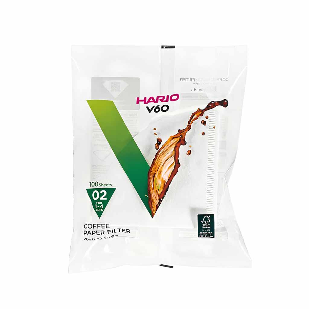 فیلتر کاغذی V60 سفید هاریو 100 عددی